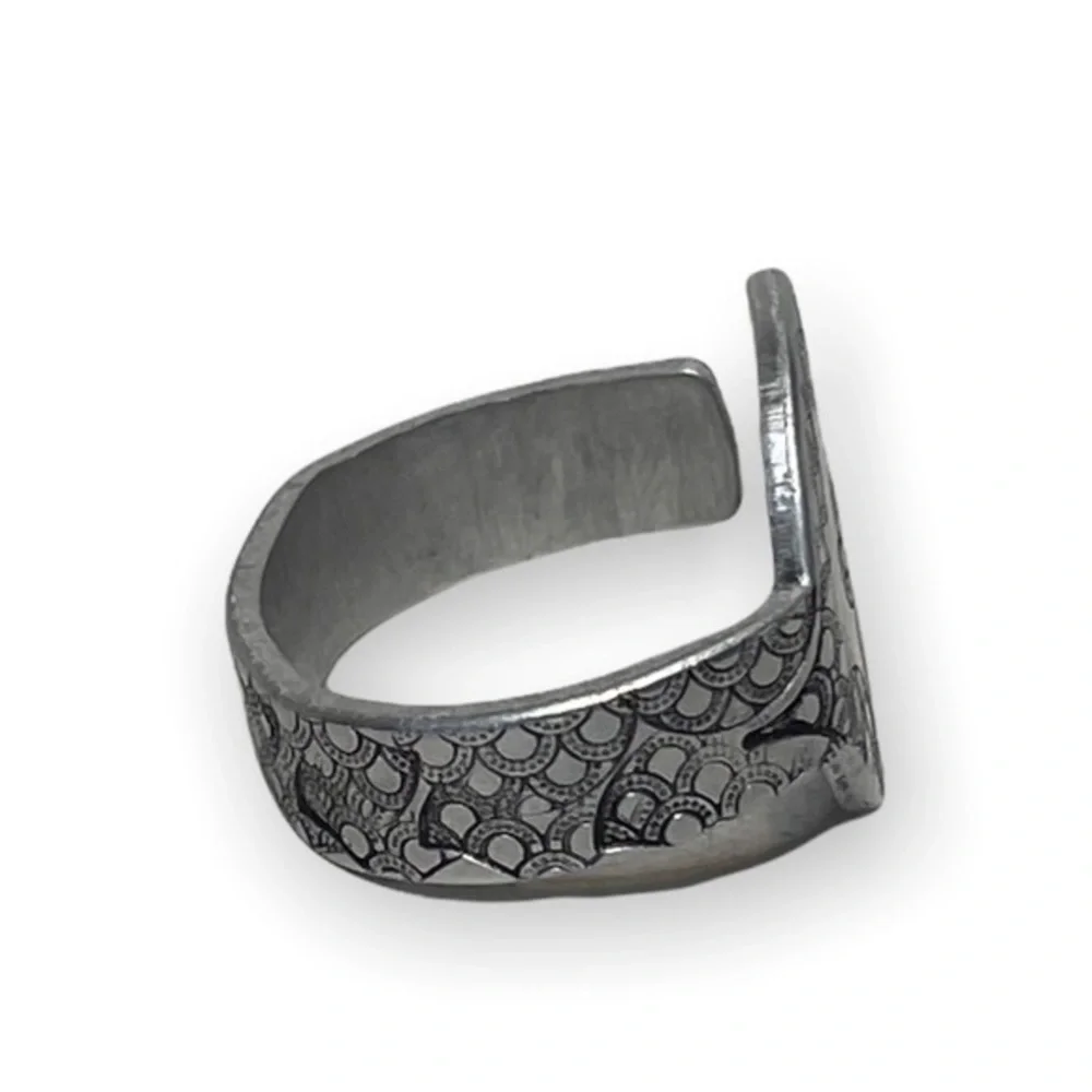 Handmade 9‎ stamped boho Mermaid silver adjustable hypoallergenic medallion ring